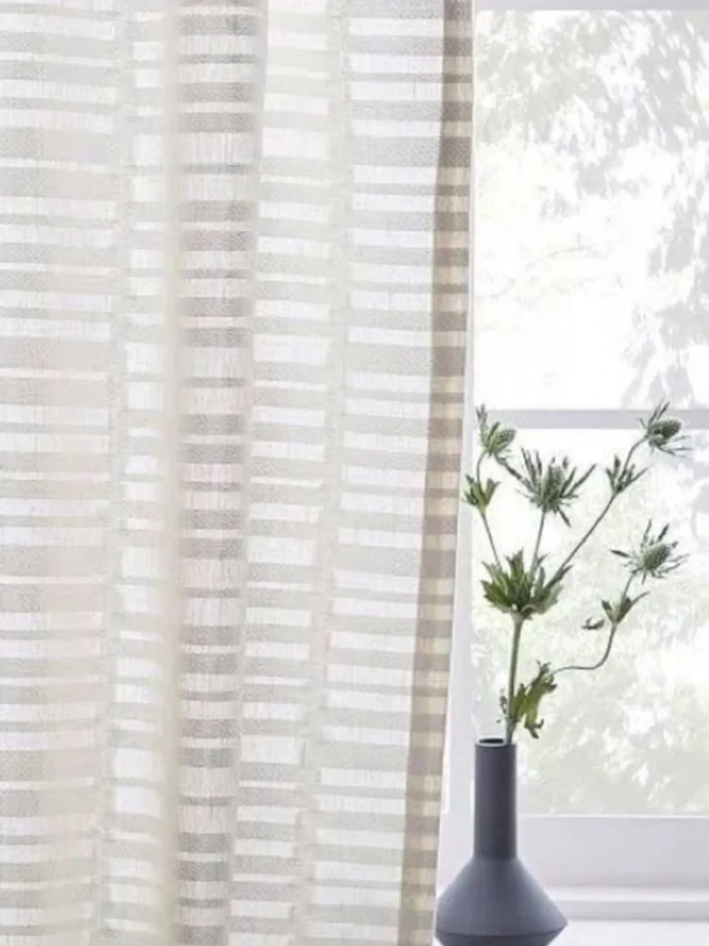 Set of 2 West Elm Mixed Stripes Jacquard Curtain Panels 48x96 Cream Ivory